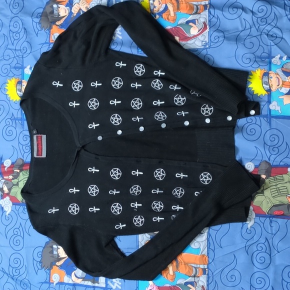 Jawbreaker Sweaters - 🖤Y2K Goth Jawbreaker Pentagram Ankh Symbol Cardigan🖤